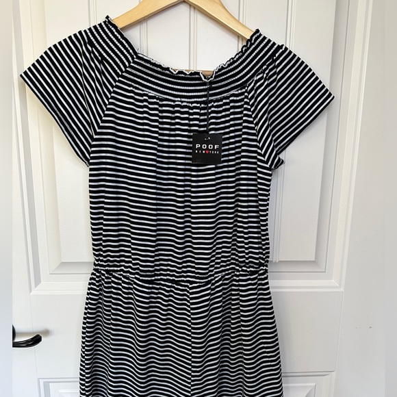 Poof black and white strip romper with tie waist.NWT - Picture 3 of 6